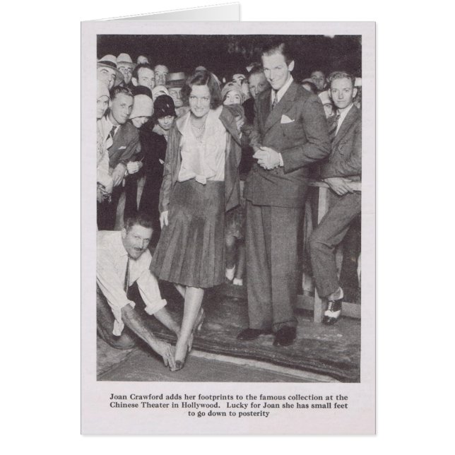 Joan Crawford Chinese Theater 1930, journalfoto Hälsningskort (Framsidan)