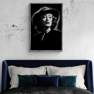Joan Crawford noir, svartvit utskrift poster