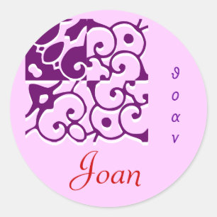 Joan Designer Namn Sticker Runt Klistermärke