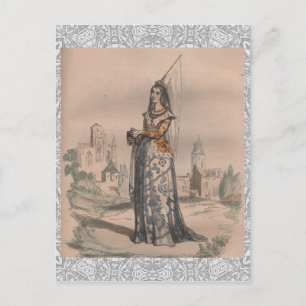 Joan i Arc Medieval Fransk mode costume snöre Vykort
