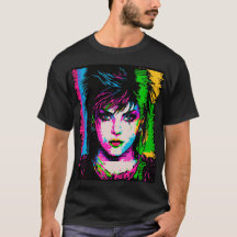 Joan Jett Homage Rainbow Neon Rockstjärna T-Shirt