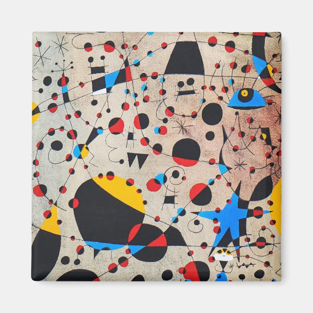 joan miro-målningar konst, abstrakt konst poster magnet (Framsidan)