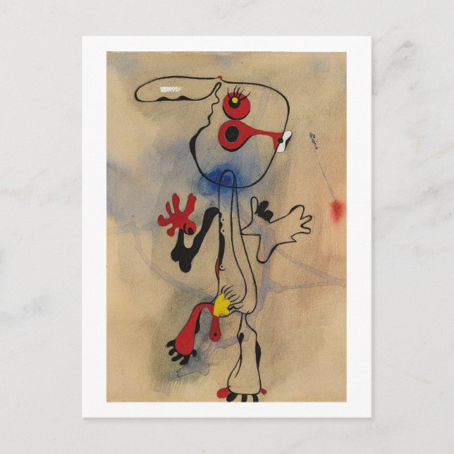 joan miro målningar konst, abstrakt konst vykort (Framsida)