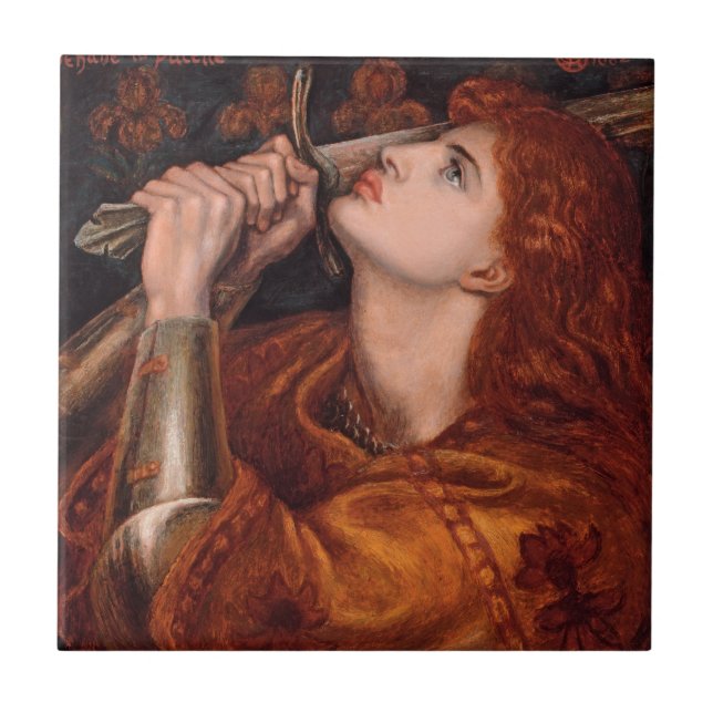 Joan of Arc, c. 1882 av Dante Gabriel Rossetti Kakelplatta (Framsidan)