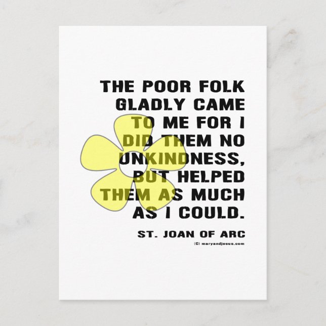 Joan of Arc Helpe Poor Folke Vykort (Framsida)