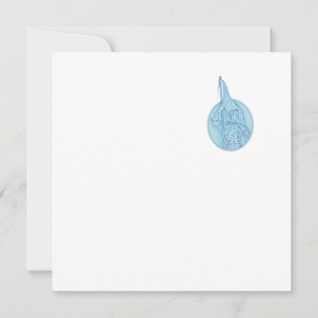 Joan of Arc Holding Flagga Oval Teckning (Framsida)