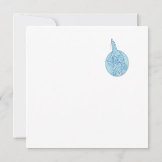 Joan of Arc Holding Flagga Oval Teckning