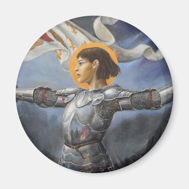 Joan of Arc med banderoll Magnet (Framsidan)