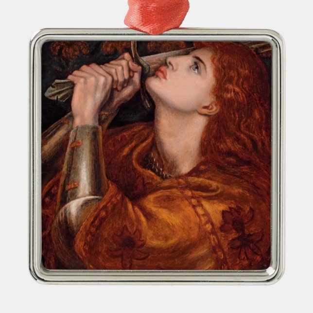 Joan of Arc (Porträtt) (av Dante Gabriel Rossetti) Julgransprydnad Metall (Framsidan)