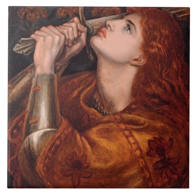 Joan of Arc (Porträtt) (av Dante Gabriel Rossetti) Kakelplatta (Framsidan)