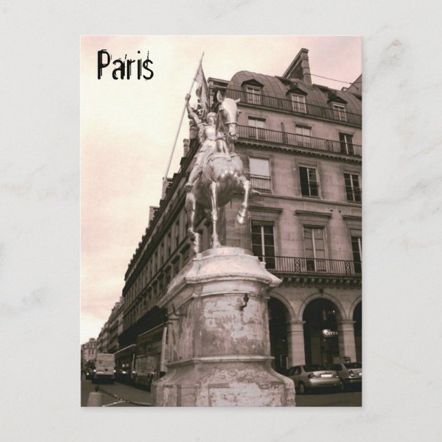 Joan of Arc Statue Paris Postcard Vykort (Framsida)