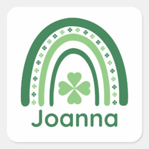 Joanna Namn Klöver Boho Rainbow Fyrkantigt Klistermärke