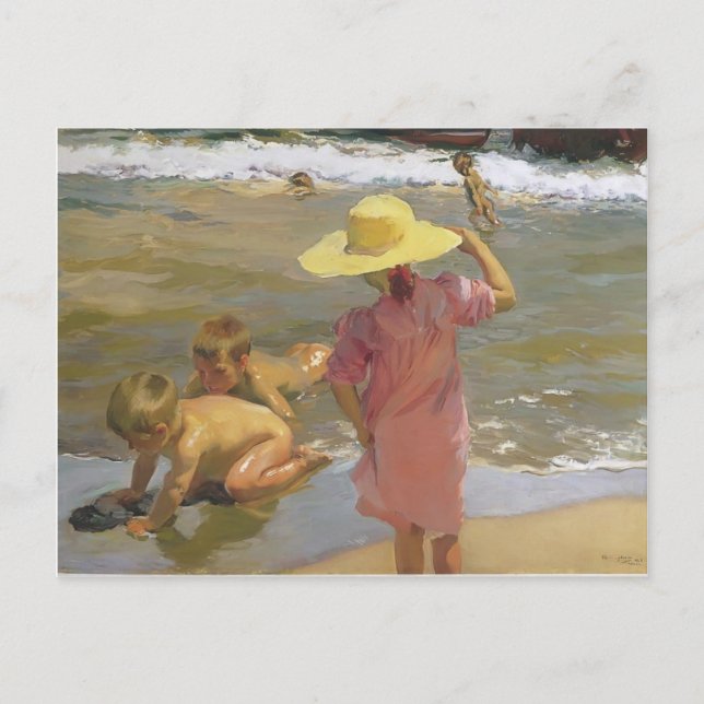 Joaquín Sorolla- Barnen på kusten Vykort (Framsida)
