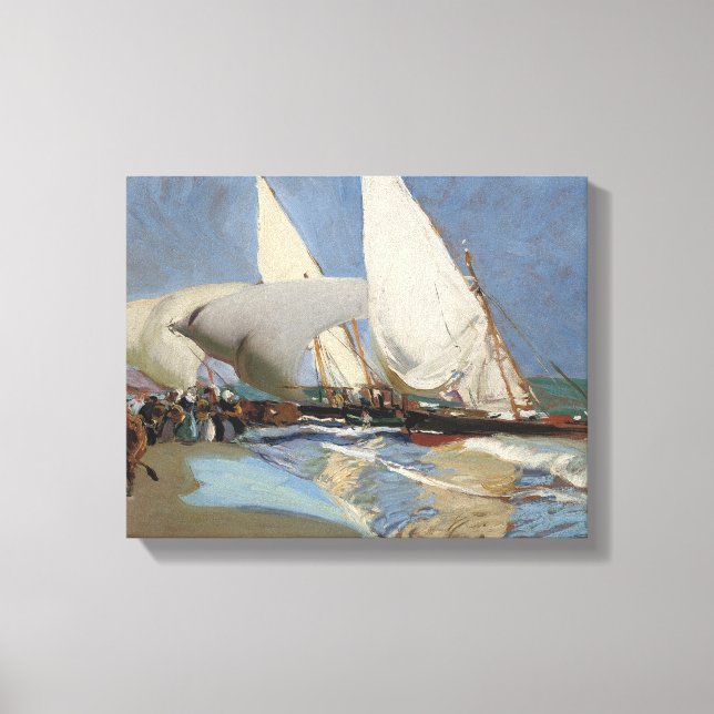 Joaquin Sorolla - Beach vid Valencia Canvastryck (Framsida)