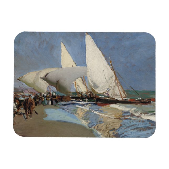 Joaquin Sorolla - Beach vid Valencia Magnet (Horisontell)