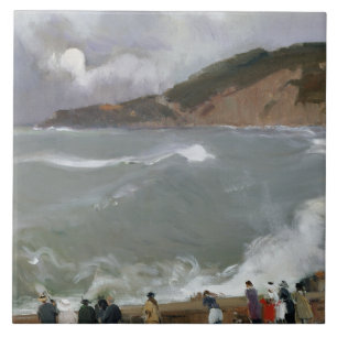 Joaquin Sorolla - Breakwater, San Sebastian Kakelplatta