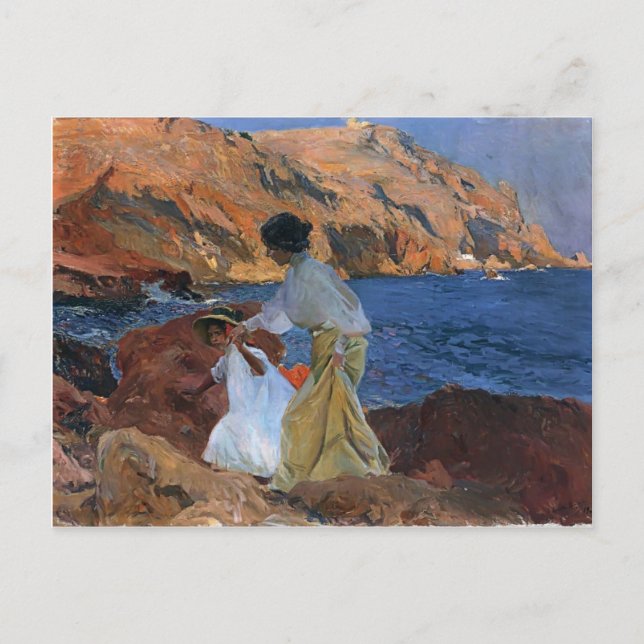 Joaquín Sorolla-Clotilde och Elena om Sten Vykort (Framsida)