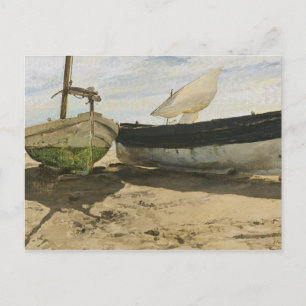 Joaquin Sorolla - Fiskebåtar på stranden Vykort