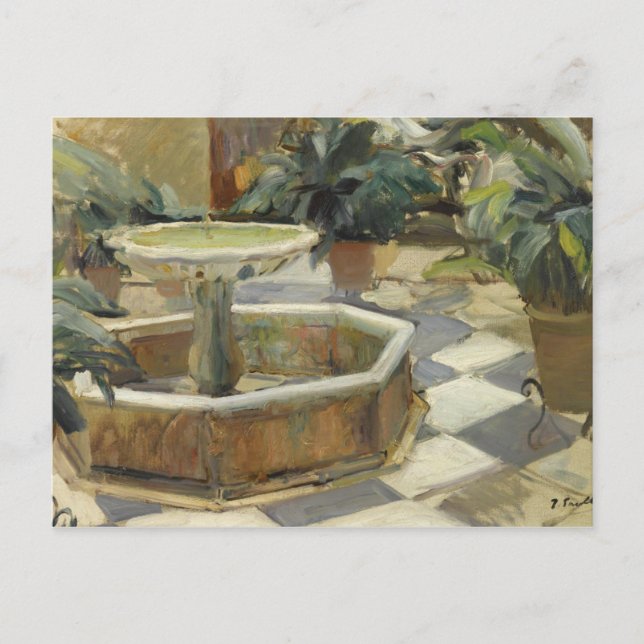 Joaquin Sorolla - Fontän på ett gårdsplan Vykort (Framsida)