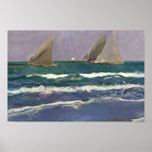 Joaquin Sorolla - Frakt Sails in Sea Poster (Framsidan)