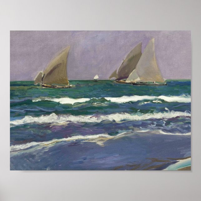 Joaquin Sorolla - Frakt Sails in Sea Poster (Framsidan)