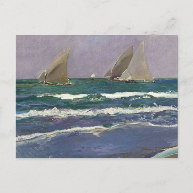 Joaquin Sorolla - Frakt Sails in Sea Vykort (Framsida)