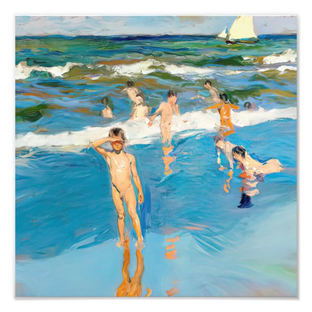 Joaquín Sorolla los niños en el mar playa Fototryck (Framsidan)