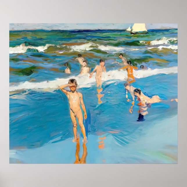Joaquín Sorolla los niños en el mar playa Poster (Framsidan)
