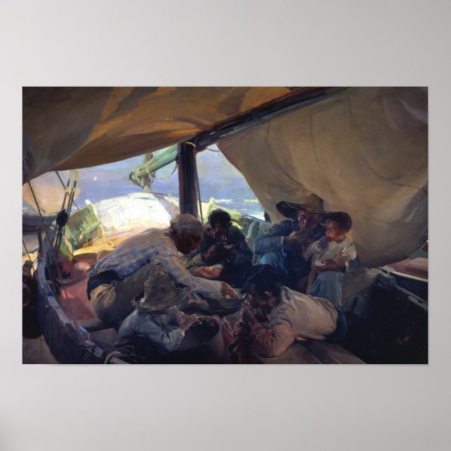 Joaquin Sorolla - Lunch on the Boat Poster (Framsidan)