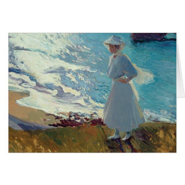 Joaquin Sorolla - Maria på stranden i Biarritz Hälsningskort (Framsidan Horizontal)