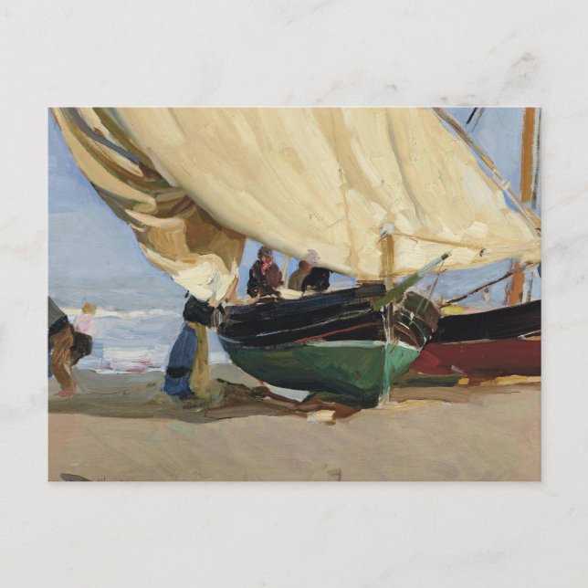 Joaquin Sorolla - Pescadores. Barcas varadas Vykort (Framsida)