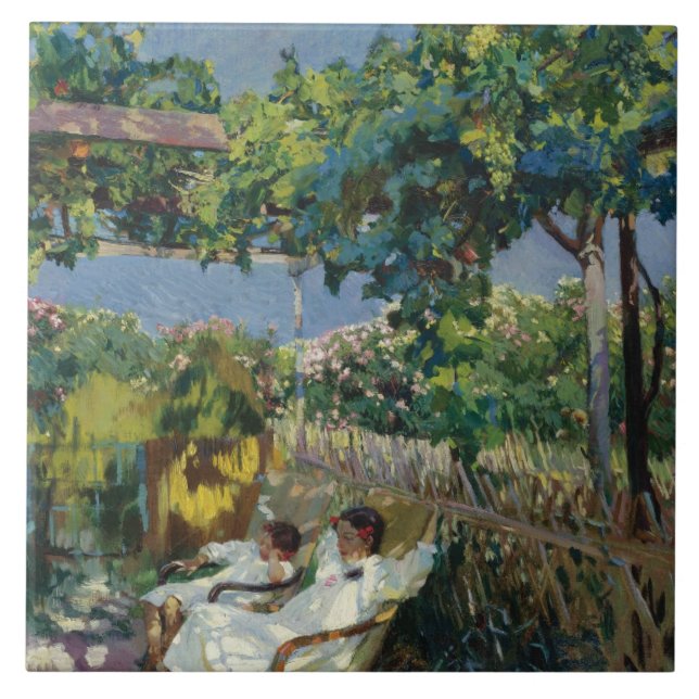 Joaquin Sorolla - Siesta i Garden Kakelplatta (Framsidan)