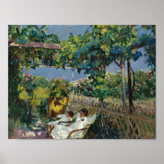 Joaquin Sorolla - Siesta i Garden Poster (Framsidan)
