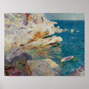 Joaquin Sorolla-Sten i Javea och White Boat Poster
