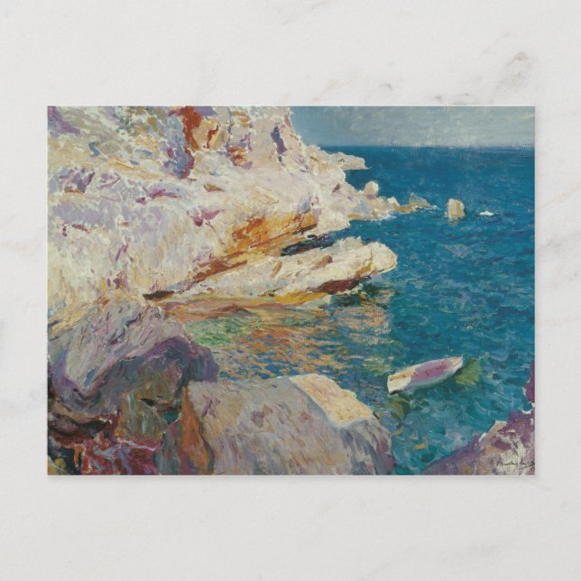 Joaquin Sorolla-Sten i Javea och White Boat Vykort (Framsida)