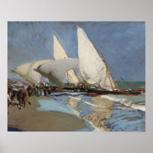 Joaquin Sorolla - stranden på Valencia Poster