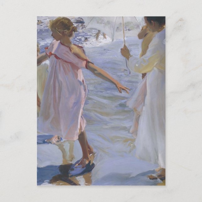 Joaquín Sorolla- Strullande längs kusten Vykort (Framsida)