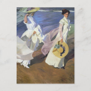 Joaquín Sorolla- Strullande längs Seashore Vykort