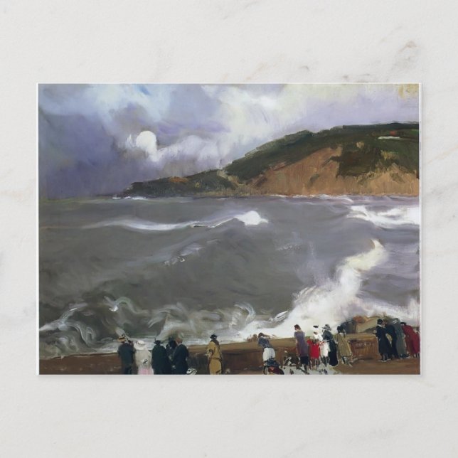 Joaquín Sorolla- The Breakwater of San Sebastian Vykort (Framsida)
