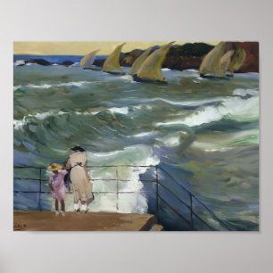 Joaquín Sorolla- Vågar vid San Sebastian Poster