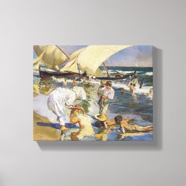 Joaquín Sorolla-Valencia strand i morgonljus Canvastryck (Framsida)