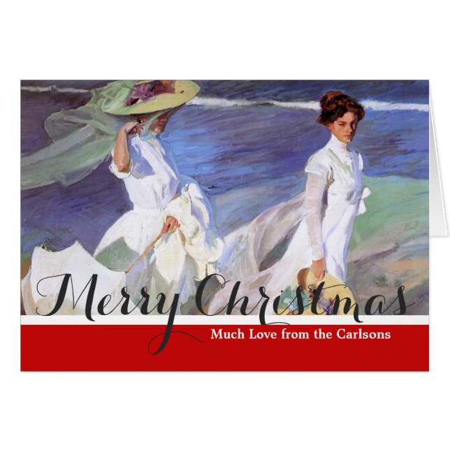 Joaquin Sorolla Women Walking Beach Hälsningskort (Framsidan Horizontal)