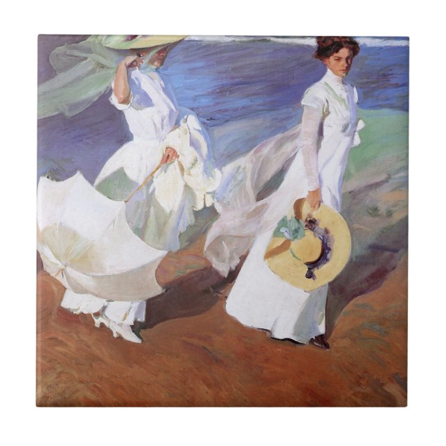 Joaquin Sorolla Women Walking Beach Kakelplatta (Framsidan)