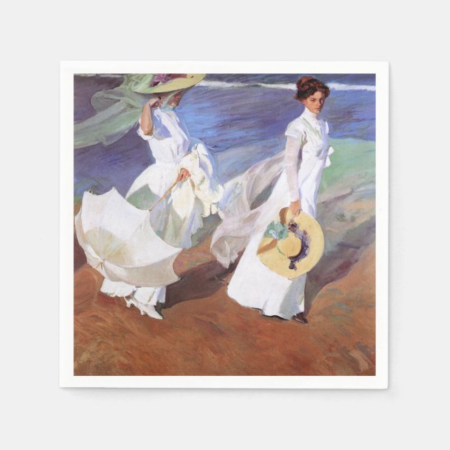 Joaquin Sorolla Women Walking Beach Pappersservett (Framsidan)