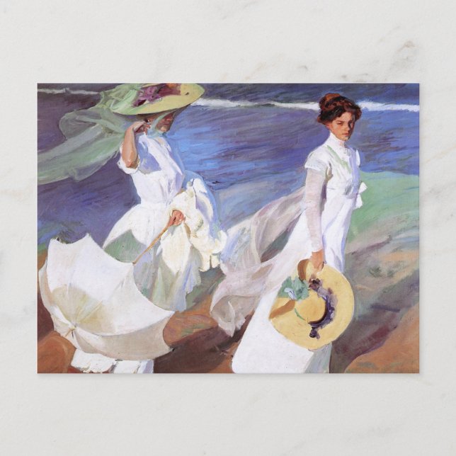 Joaquin Sorolla Women Walking Beach Vykort (Framsida)