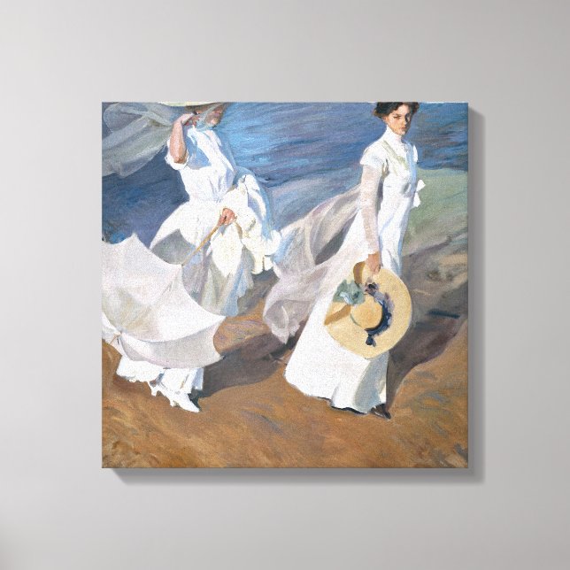 Joaquin Sorolla - Women Walking on the Beach Canvastryck (Framsida)