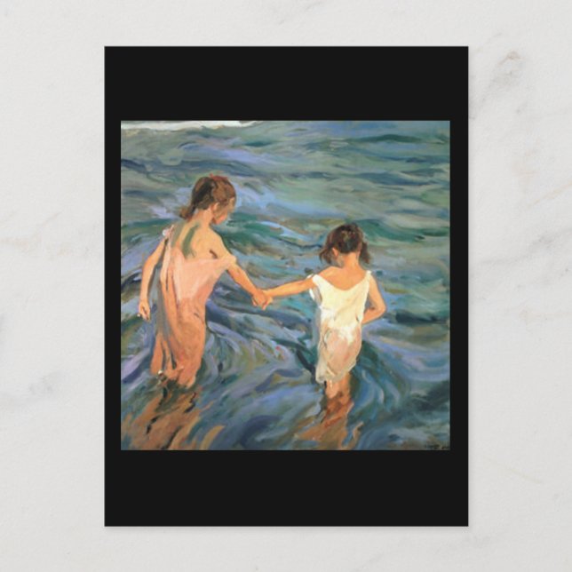 Joaquín Sorolla y Bastida Children in Sea Vykort (Framsida)