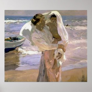 Joaquín Sorolla y Bastida efter badet Poster