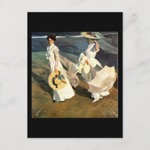 Joaquín Sorolla y Bastida Walk på stranden Vykort
