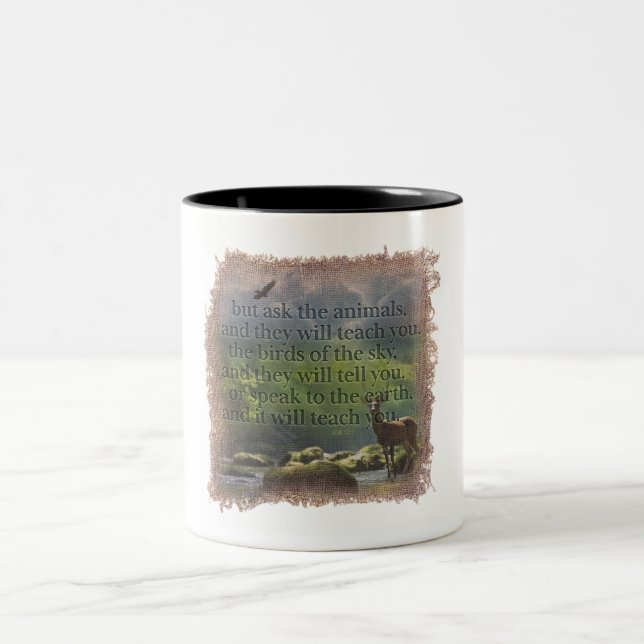 JOB 12:7 - Coffee Mug Två-Tonad Mugg (Center)